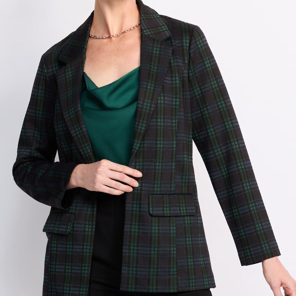 Liverpool Black/Blue/Green Plaid Blazer - Size Medium